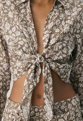 Connection Linen Blouse - FOLIO BROWN /LT BIRCH