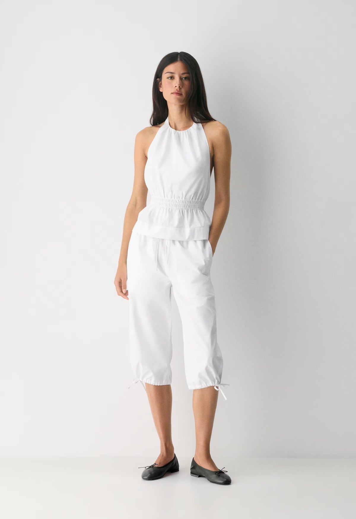 Elinor Poplin Halter Top - BRIGHT WHITE