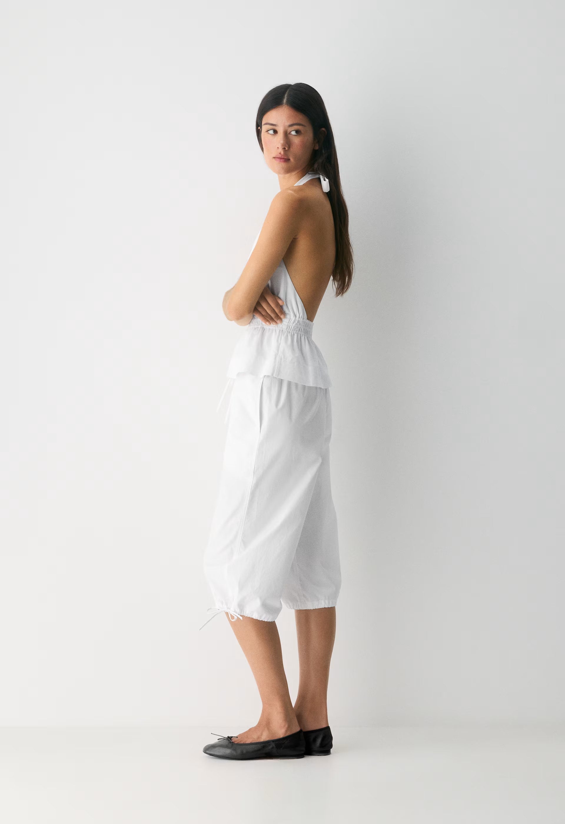 Elinor Poplin Halter Top - BRIGHT WHITE