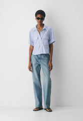 Reporter Shirt - WLSN STRP CRFL BL/WHT