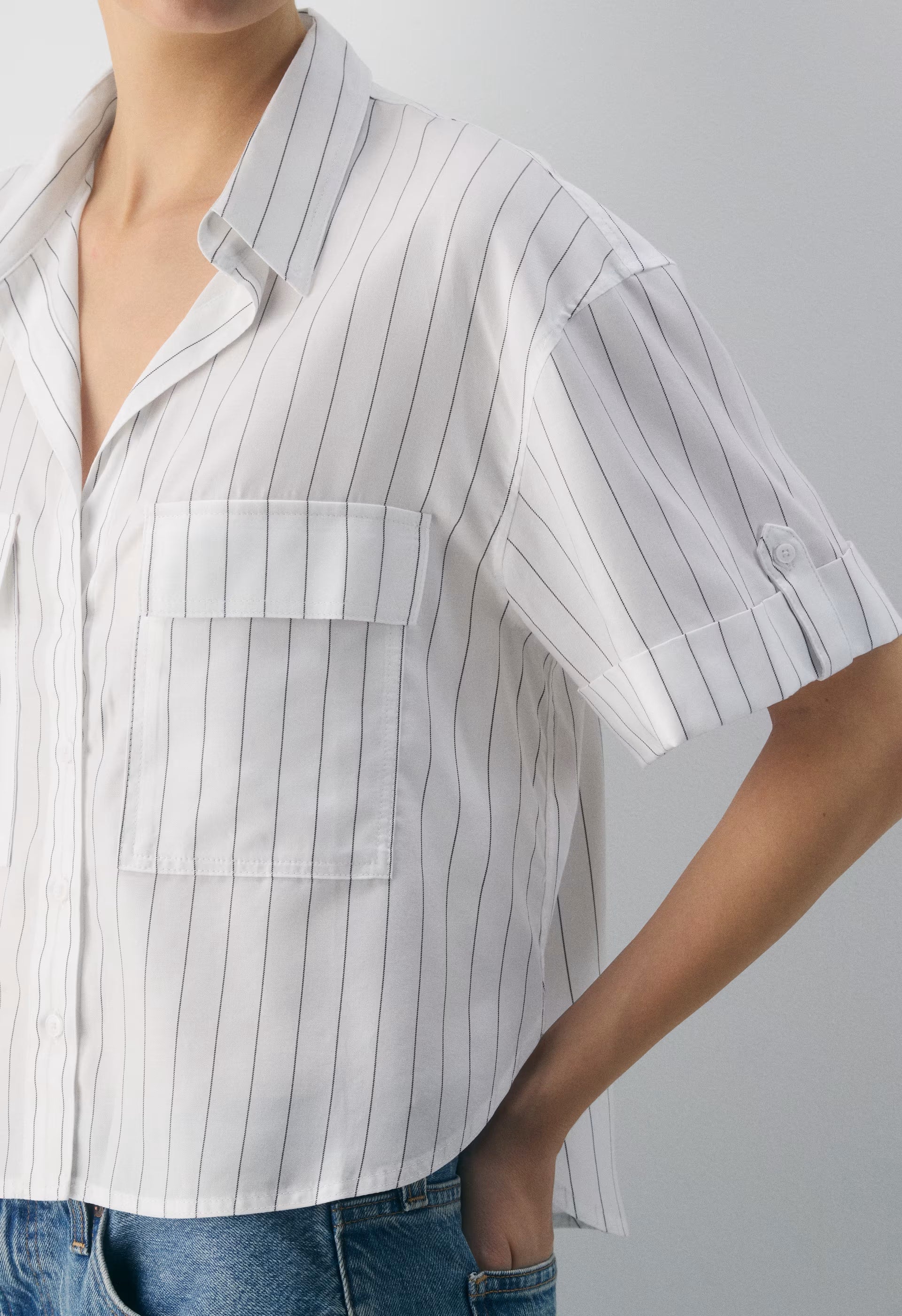 Reporter Shirt - HNDSN STRP WT/ADMIRAL