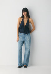 Brioche Poplin Halter Top - ADMIRAL