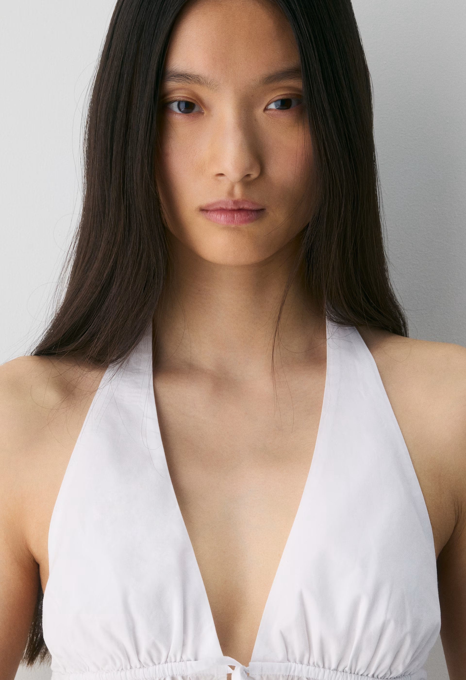 Brioche Poplin Halter Top - BRIGHT WHITE
