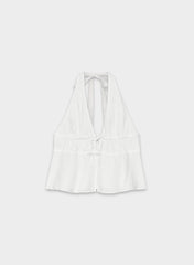 Sheila Linen Halter Top - WHITE