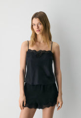 Grenache Satin Camisole - BLACK/BLACK