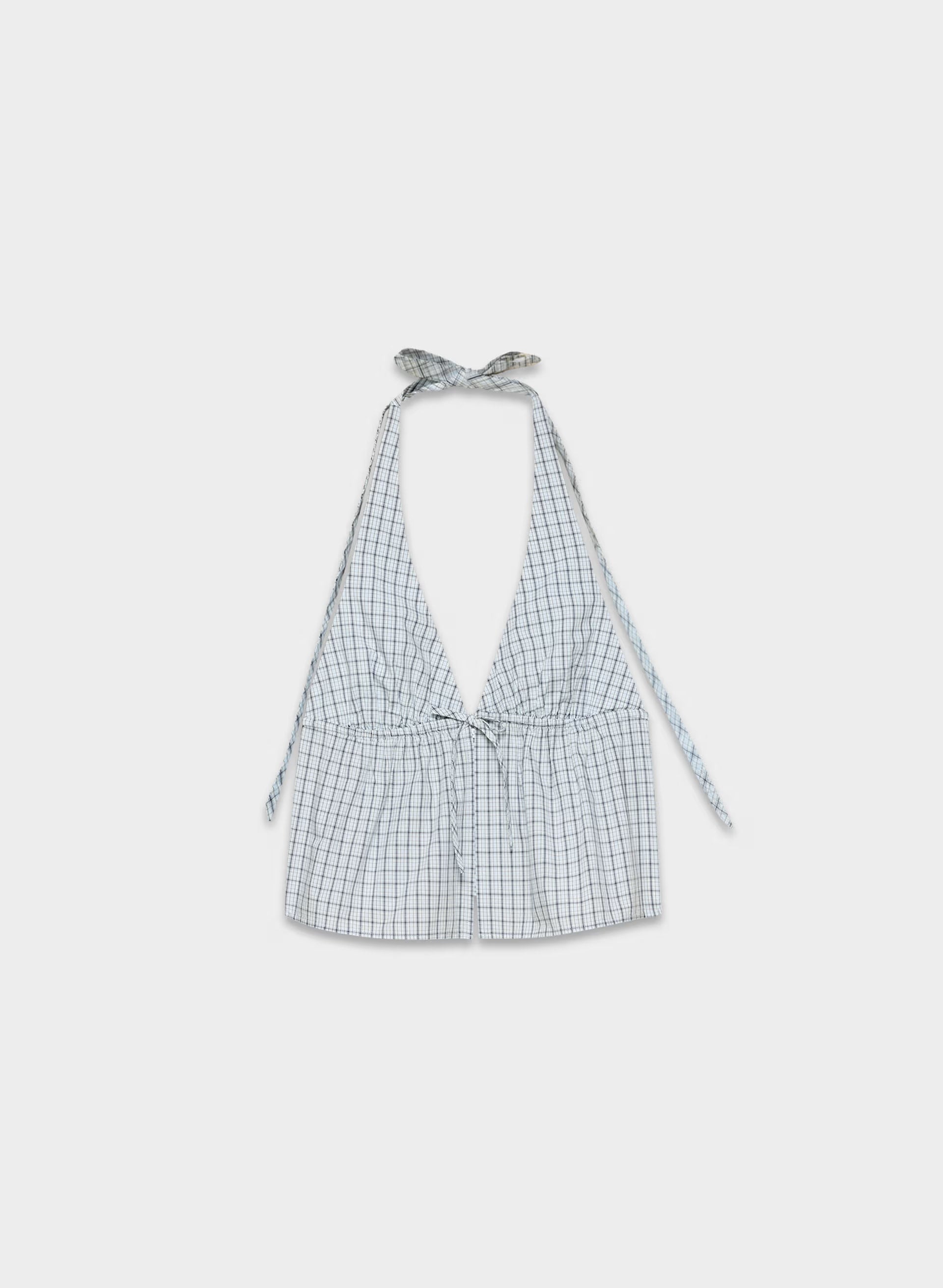 Brioche Poplin Halter Top - ROMMEY CHCK VL BL/ADM