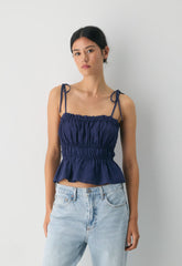 Regency Linen Camisole - HARBOUR NAVY
