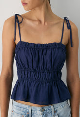 Regency Linen Camisole - HARBOUR NAVY