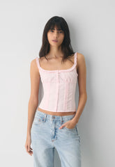 Gumdrop Poplin Top - VILLA PINK