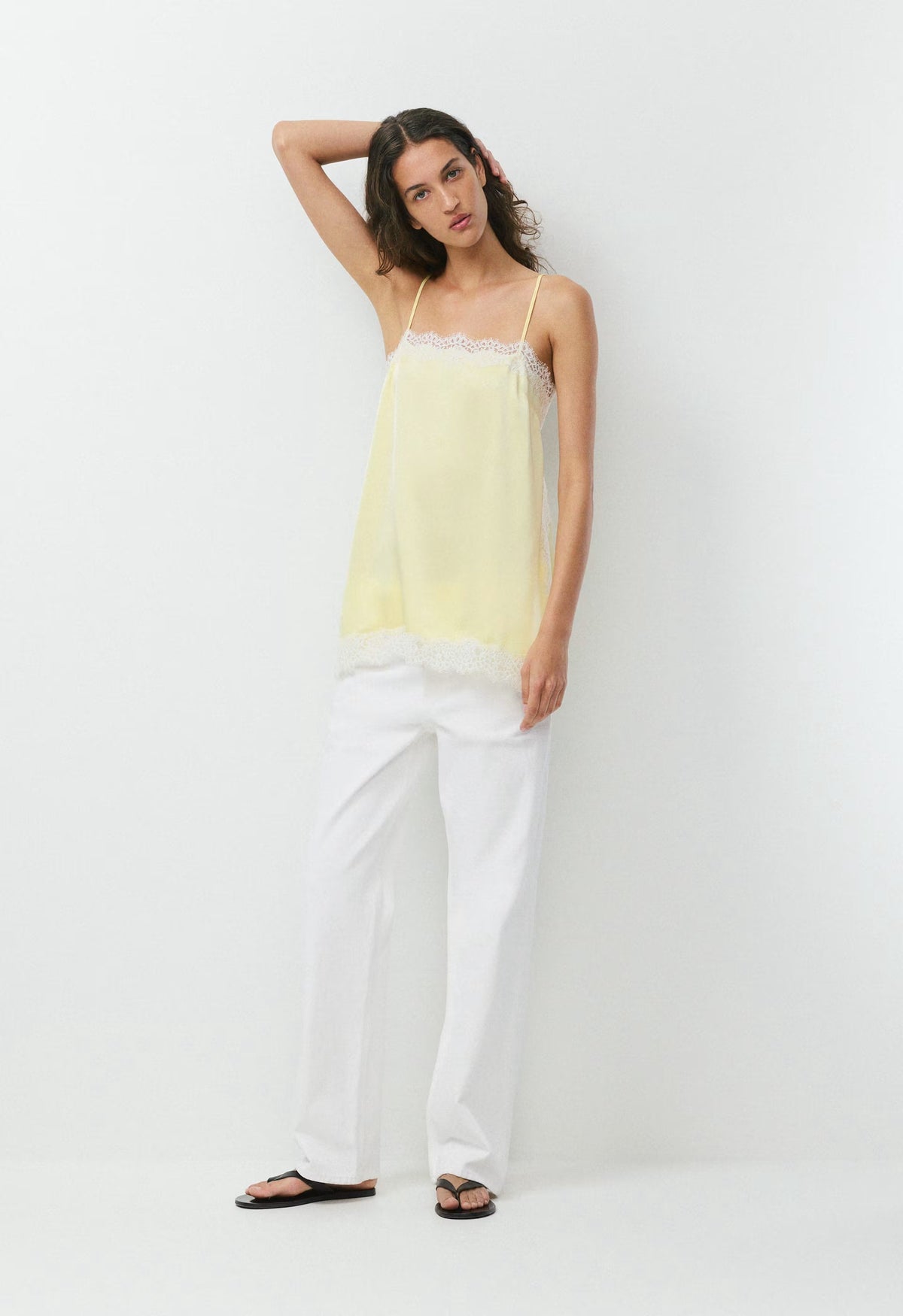 Serif Satin Camisole - LEMONADE/LIGHT BIRCH
