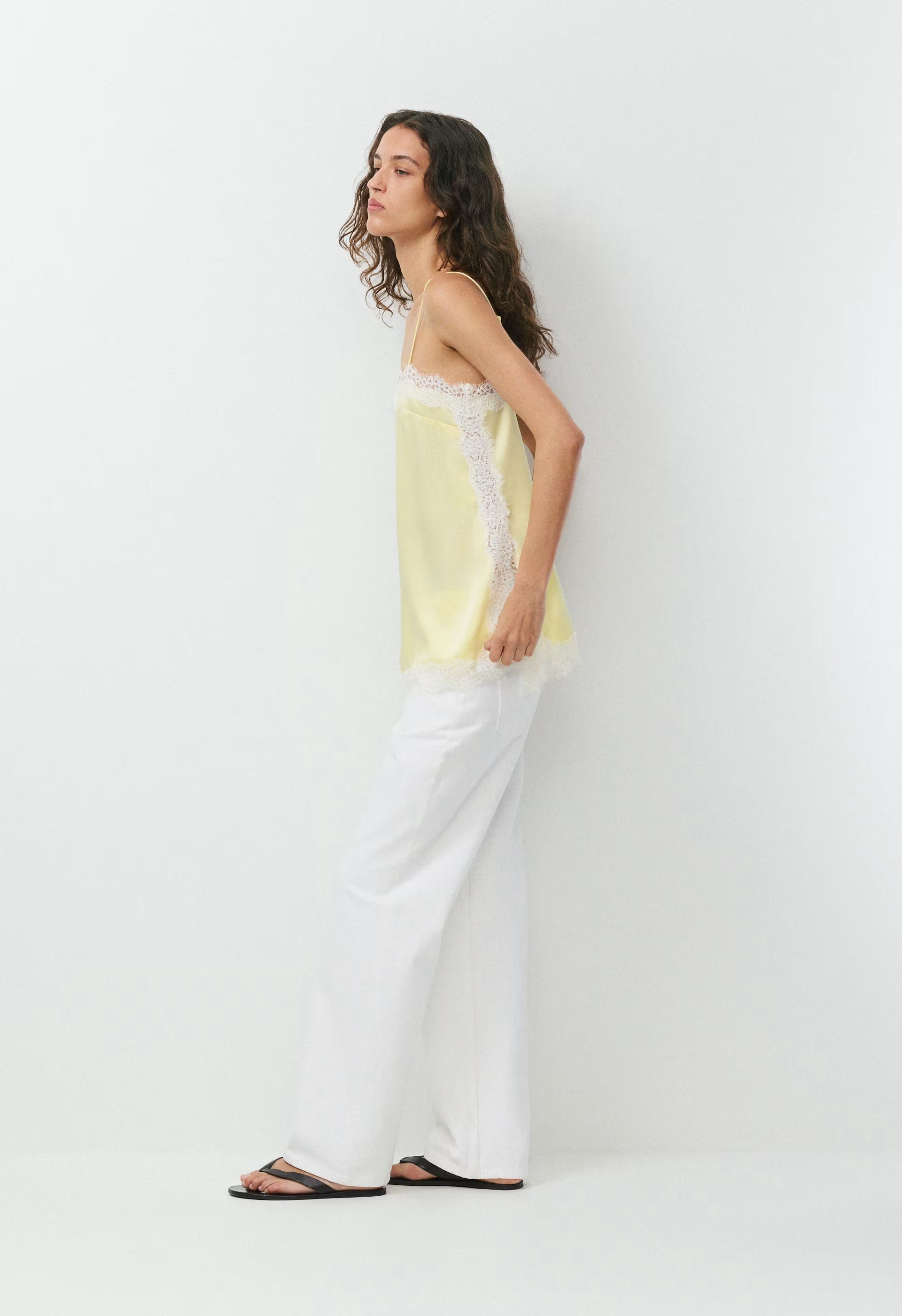 Serif Satin Camisole - LEMONADE/LIGHT BIRCH