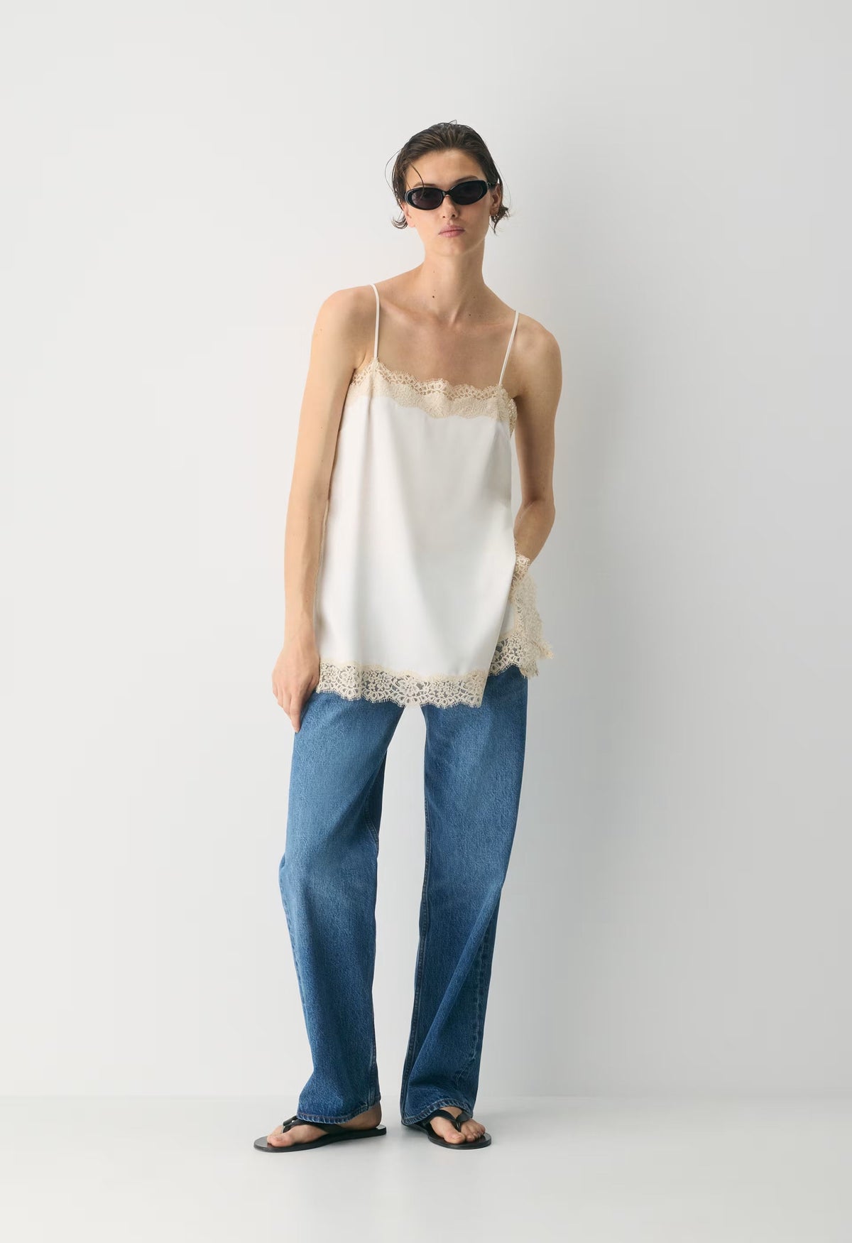 Serif Satin Camisole - LT BR/SPKLG CHMPGN