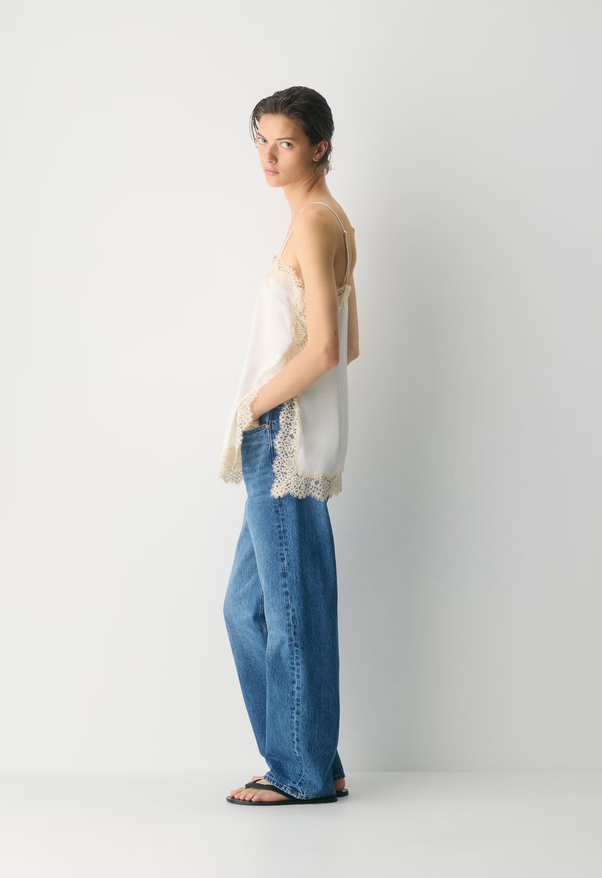 Serif Satin Camisole - LT BR/SPKLG CHMPGN
