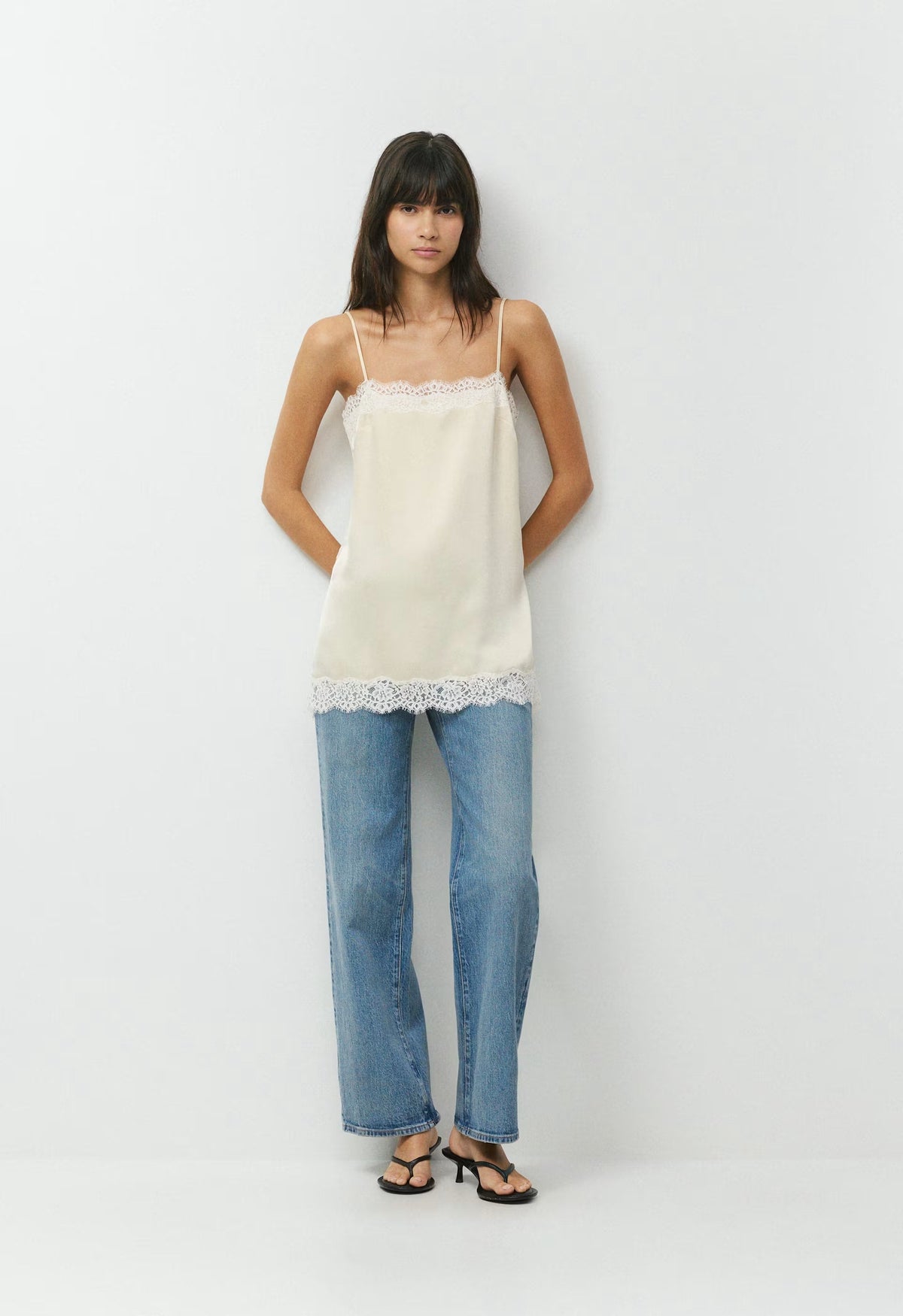 Serif Satin Camisole - SS CREAM/LIGHT BIRCH