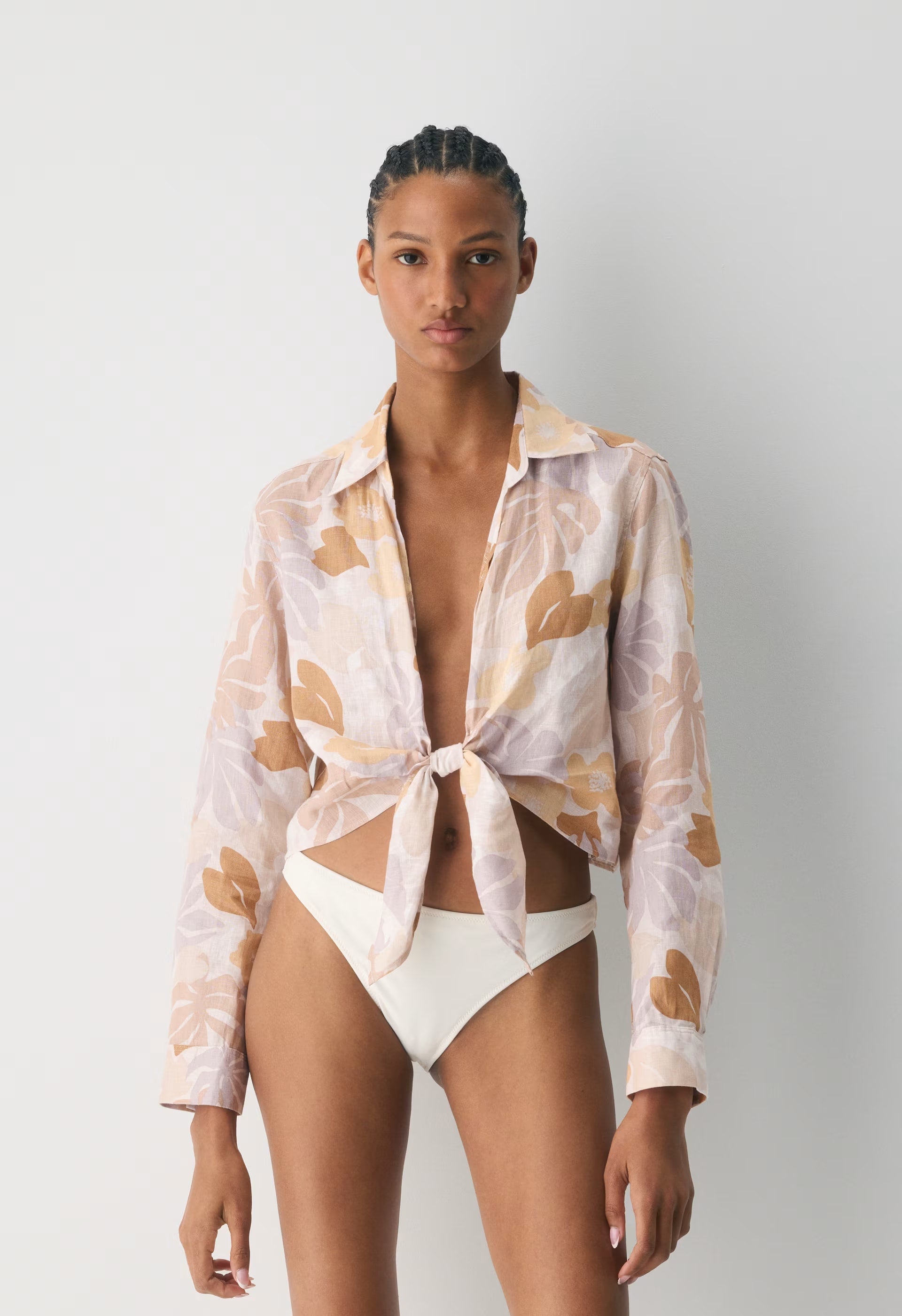 Connection Linen Blouse - BARE ROSE/ YELLOW