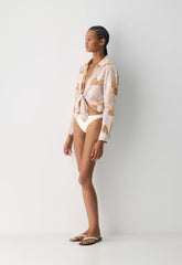 Connection Linen Blouse - BARE ROSE/ YELLOW