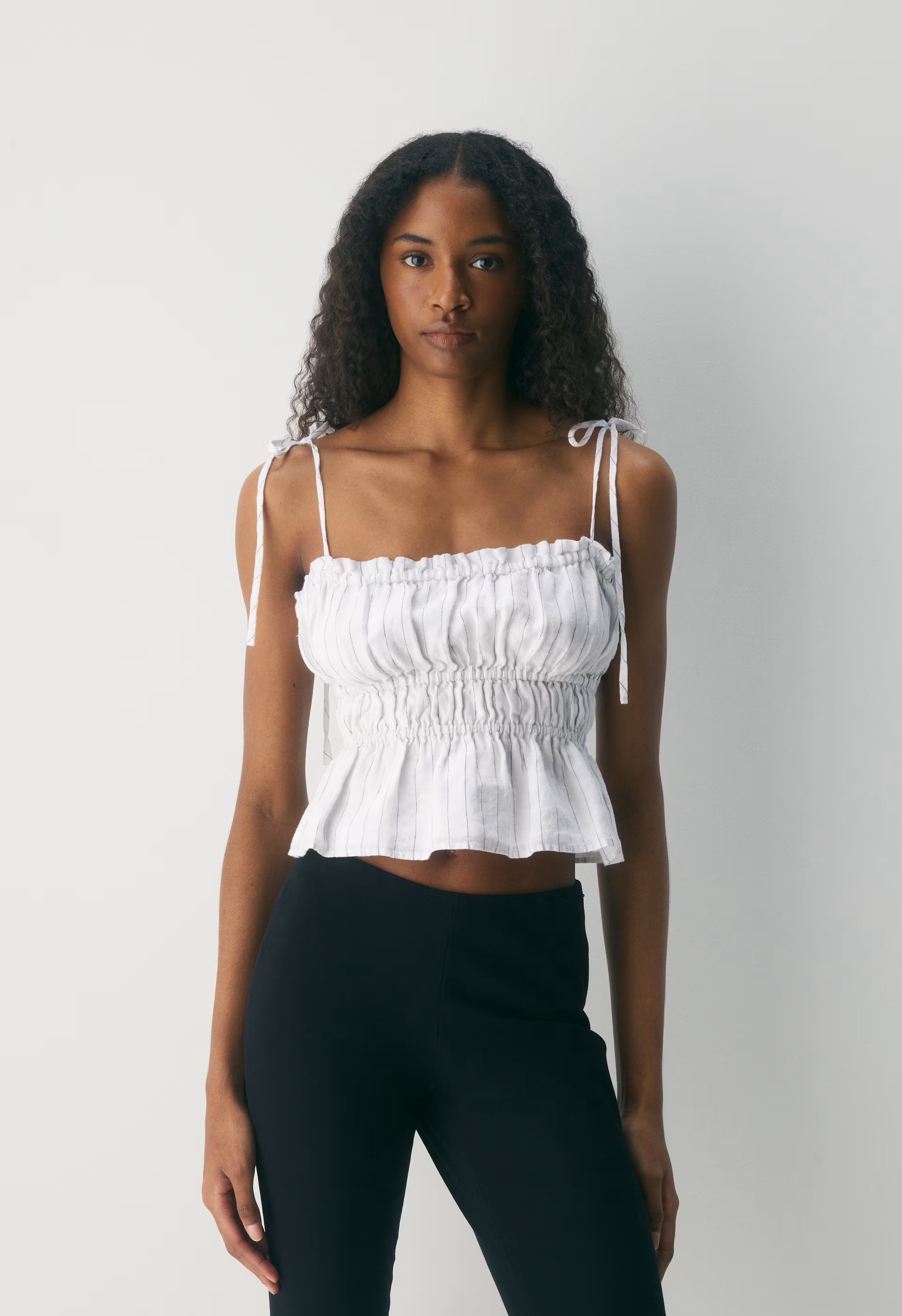 Regency Linen Camisole - HNDSN STRP WT/ADMIRAL