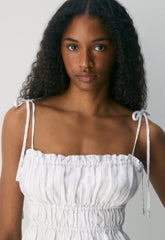 Regency Linen Camisole - HNDSN STRP WT/ADMIRAL