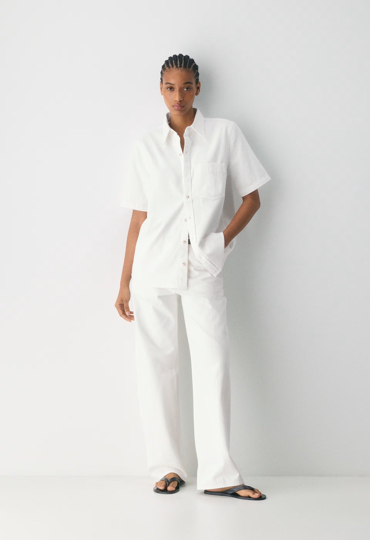 Denim Forum The '90s Vintage Shortsleeve Denim Shirt - A LITTLE WHITE LIE