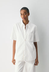 Denim Forum The '90s Vintage Shortsleeve Denim Shirt - A LITTLE WHITE LIE