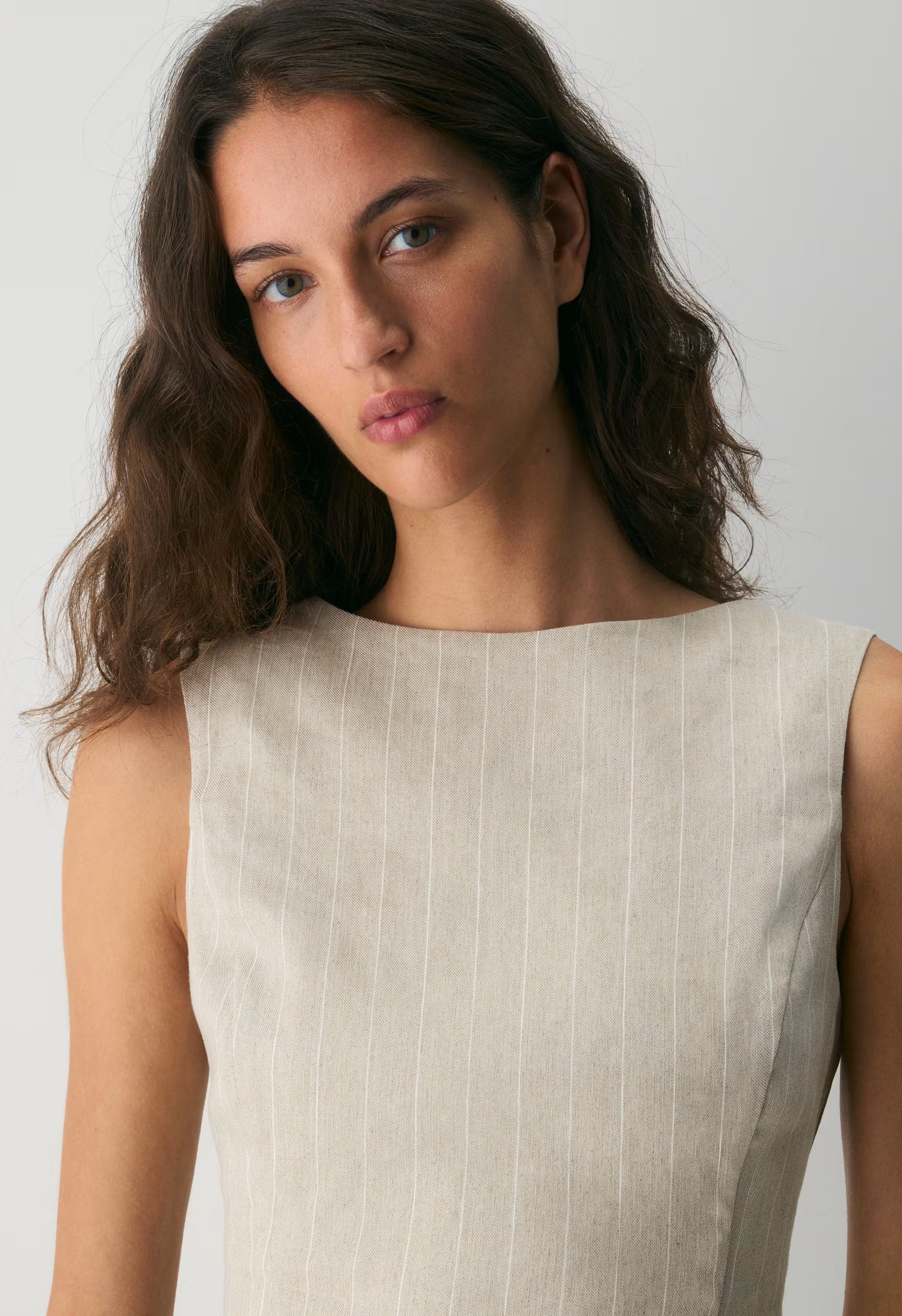 Enigma Linen Top - CBT STRP UNDYD ECR/WT
