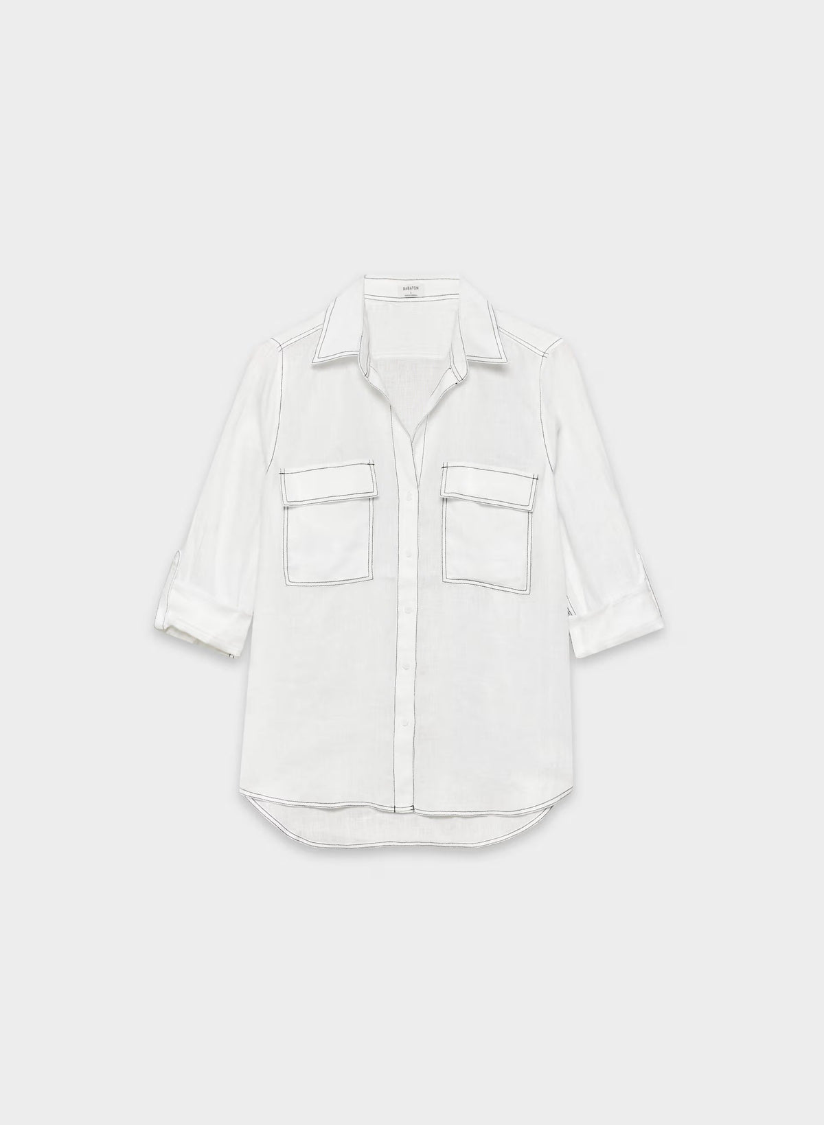 Utility Linen Shirt - WHITE/BLACK