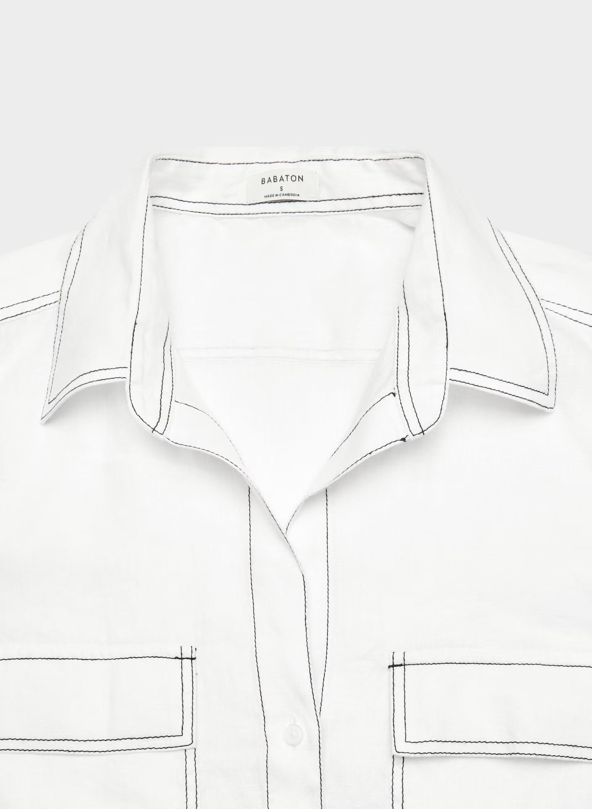 Utility Linen Shirt - WHITE/BLACK