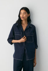 Utility Linen Shirt - ADMIRAL/ LIGHT BIRCH