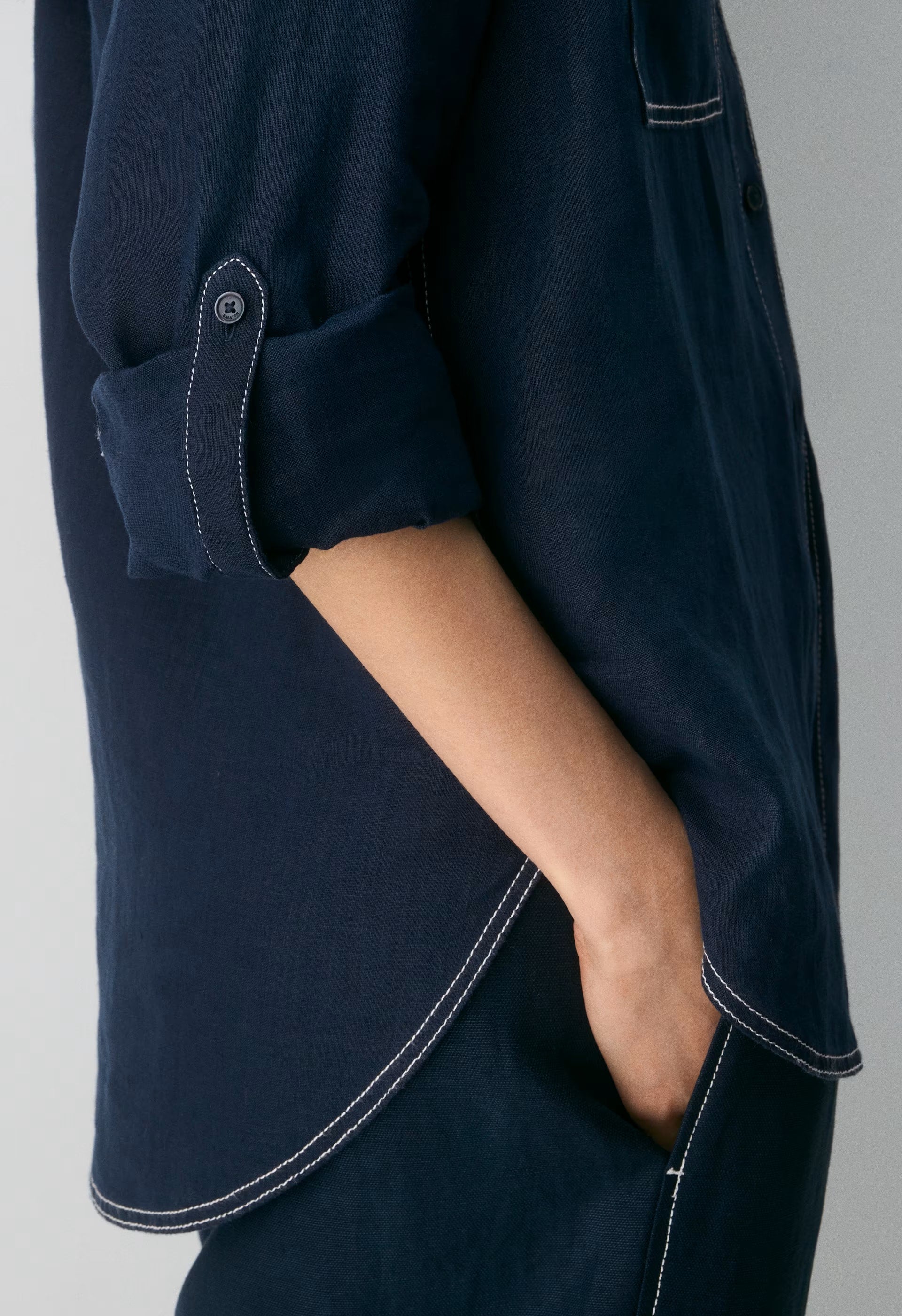 Utility Linen Shirt - ADMIRAL/ LIGHT BIRCH