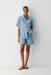 Denim Forum The '90s Vintage Shortsleeve Denim Shirt - 7 YRS BLEU TABOO