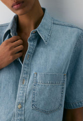Denim Forum The '90s Vintage Shortsleeve Denim Shirt - 7 YRS BLEU TABOO