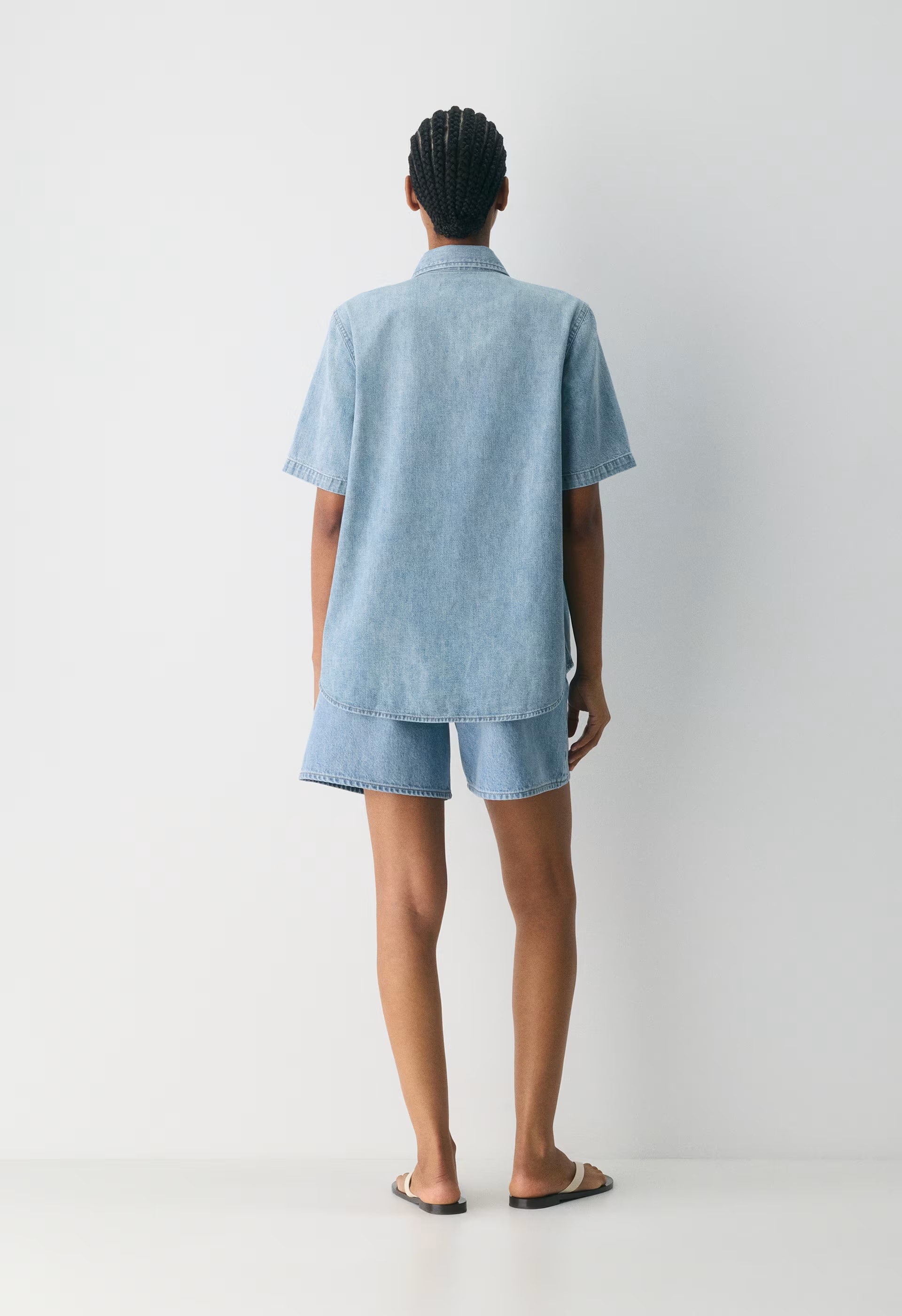 Denim Forum The '90s Vintage Shortsleeve Denim Shirt - 7 YRS BLEU TABOO