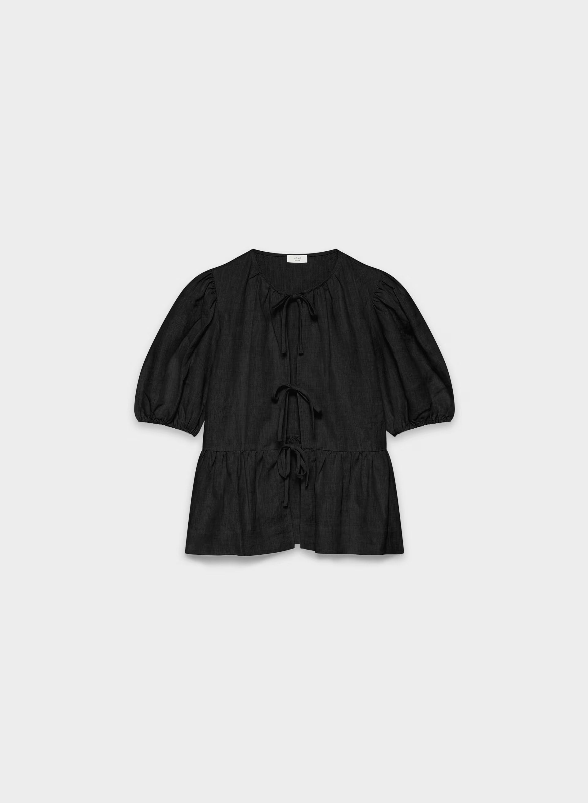 Violette Linen Blouse - BLACK