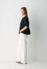 Violette Linen Blouse - BLACK