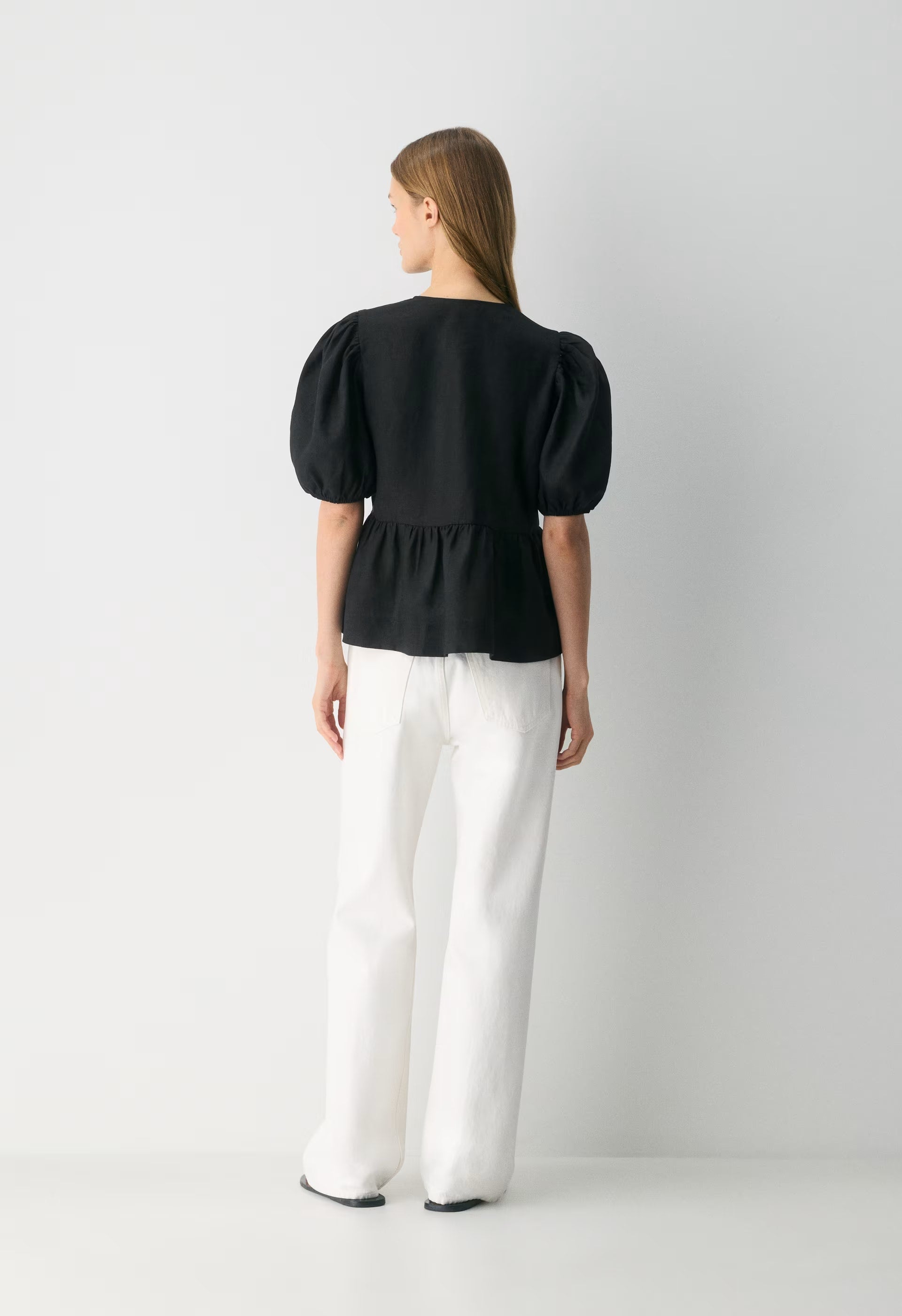 Violette Linen Blouse - BLACK