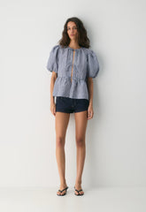 Violette Linen Blouse - SRPN CK LT BRH/HBR NVY