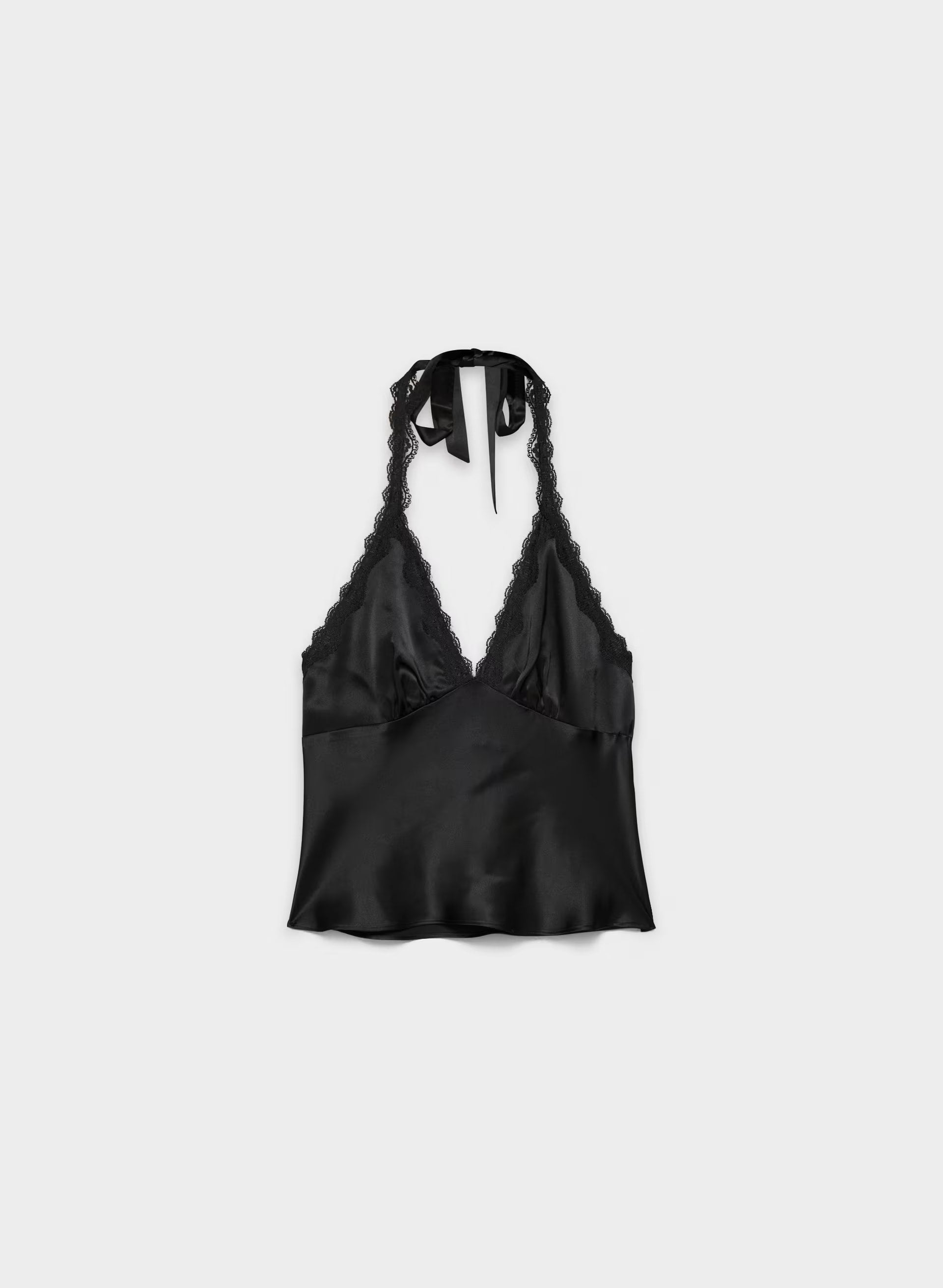 Maisonique Silk Halter Top - BLACK/BLACK
