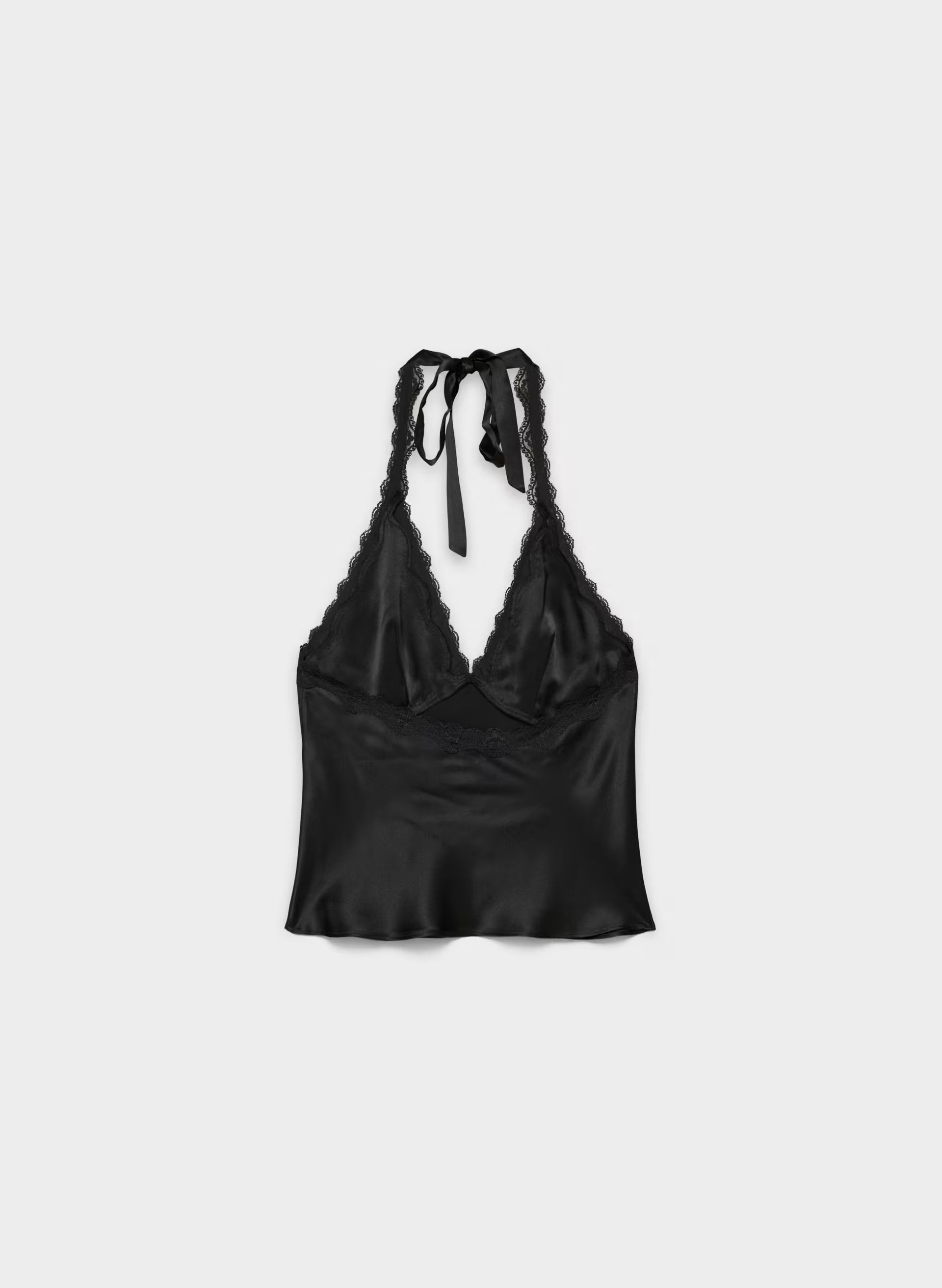 Maisonique Silk Halter Top - BLACK/BLACK