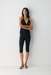 Maisonique Silk Halter Top - BLACK/BLACK