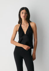 Maisonique Silk Halter Top - BLACK/BLACK