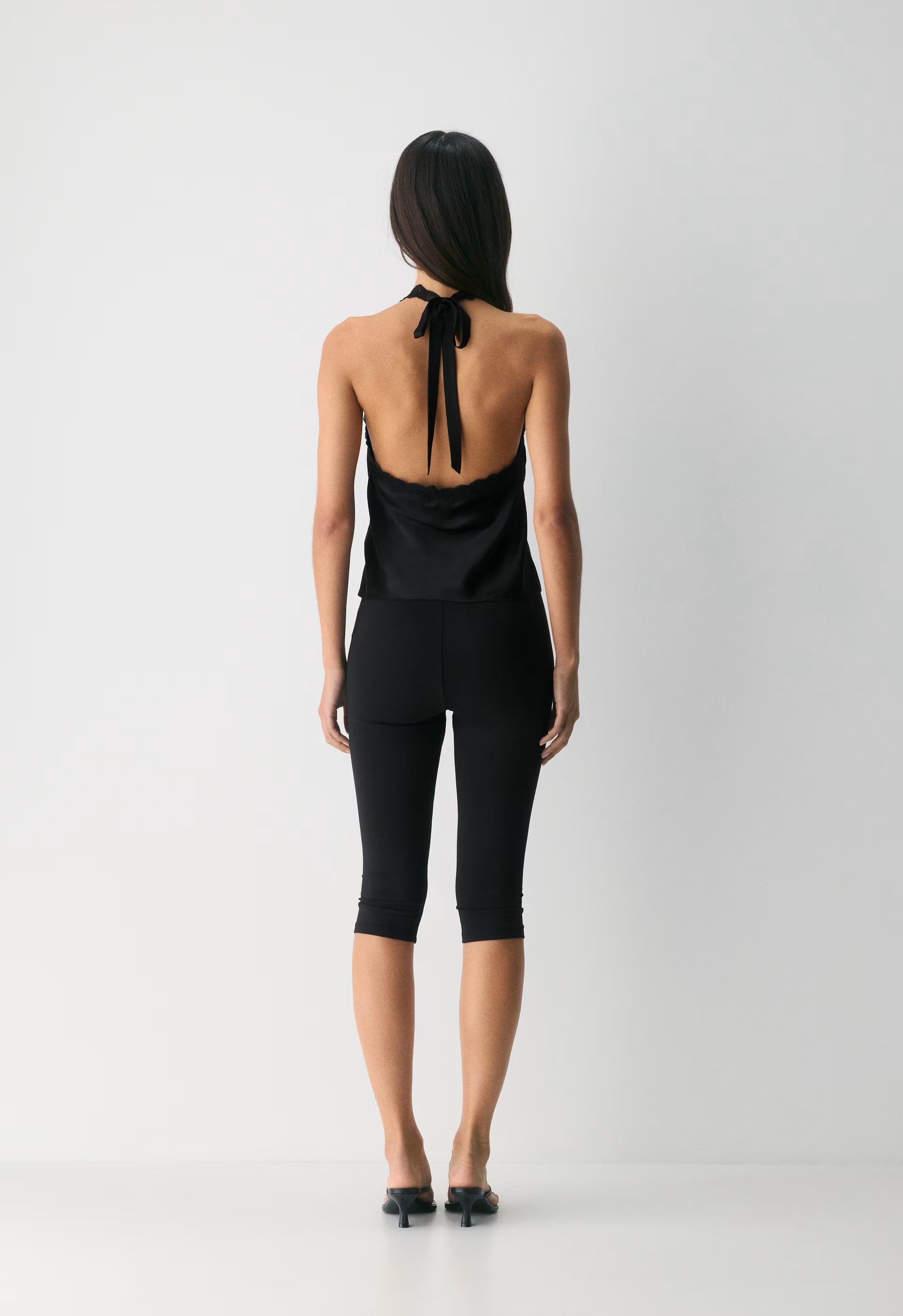 Maisonique Silk Halter Top - BLACK/BLACK