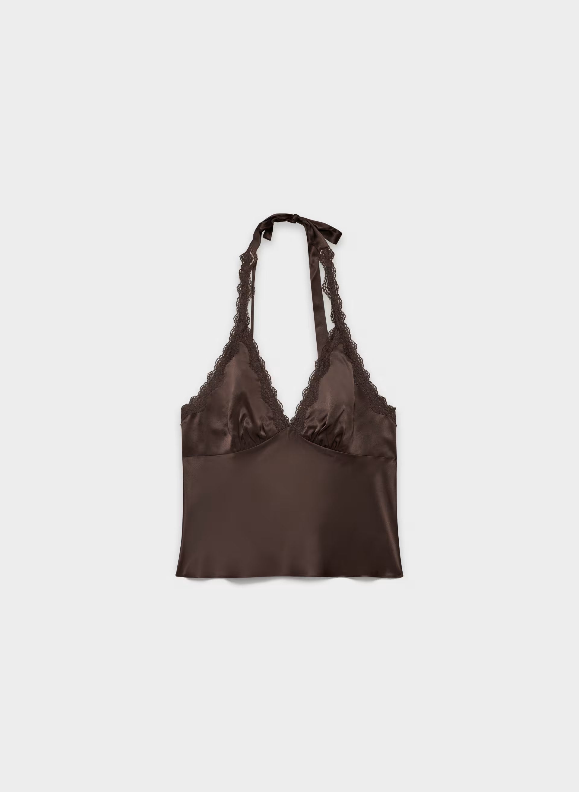 Maisonique Silk Halter Top - RC MCH BR/ RCH MCH BRN