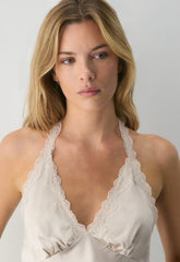Maisonique Silk Halter Top - MTRPLS TP/ MTRPLS TP
