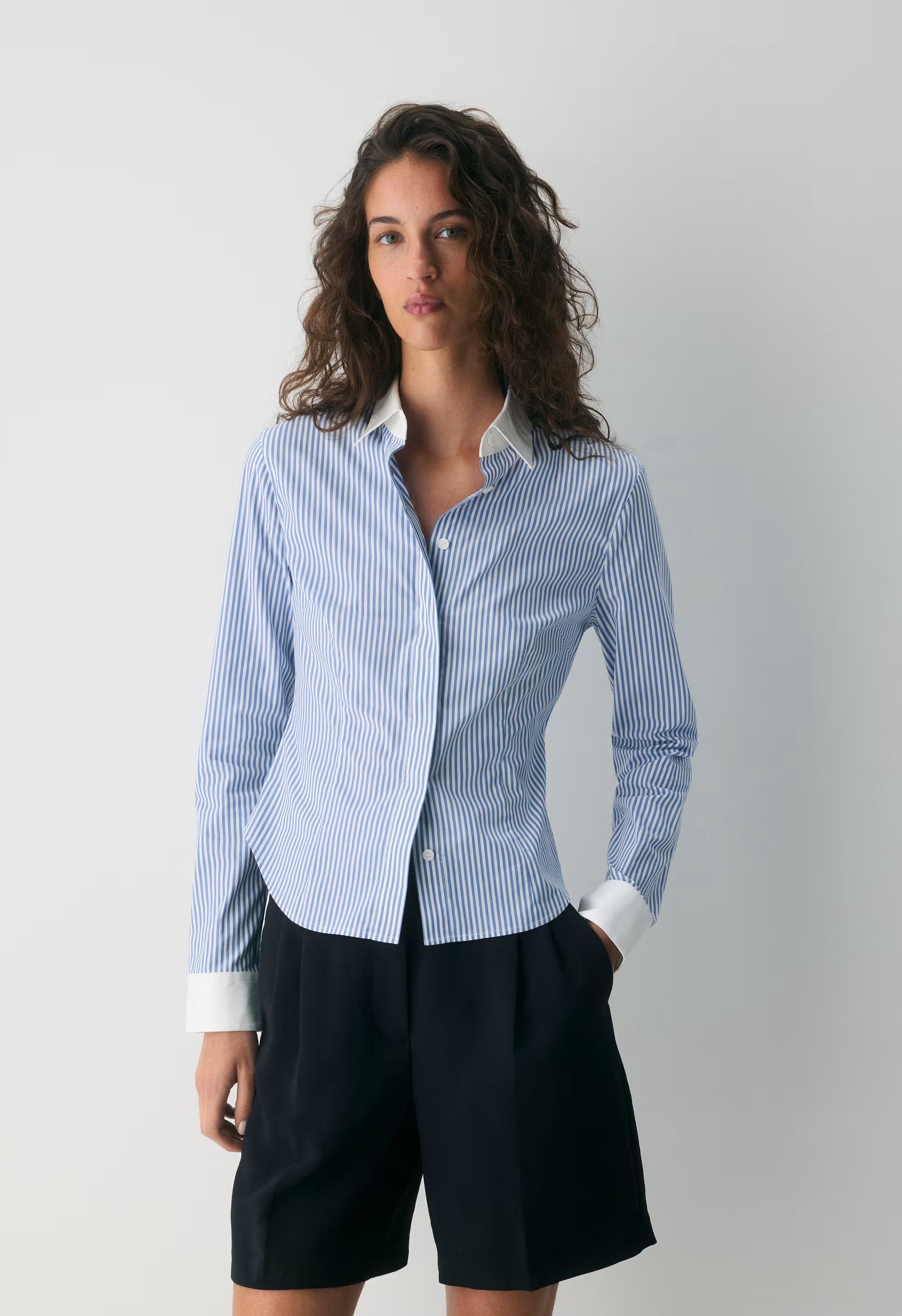 Chronicle Slim Poplin Shirt - FRNCH BL/BRT WT/BRT WT
