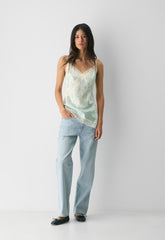 Hindley Silk Top - PALE AGV GR /PALE YLW