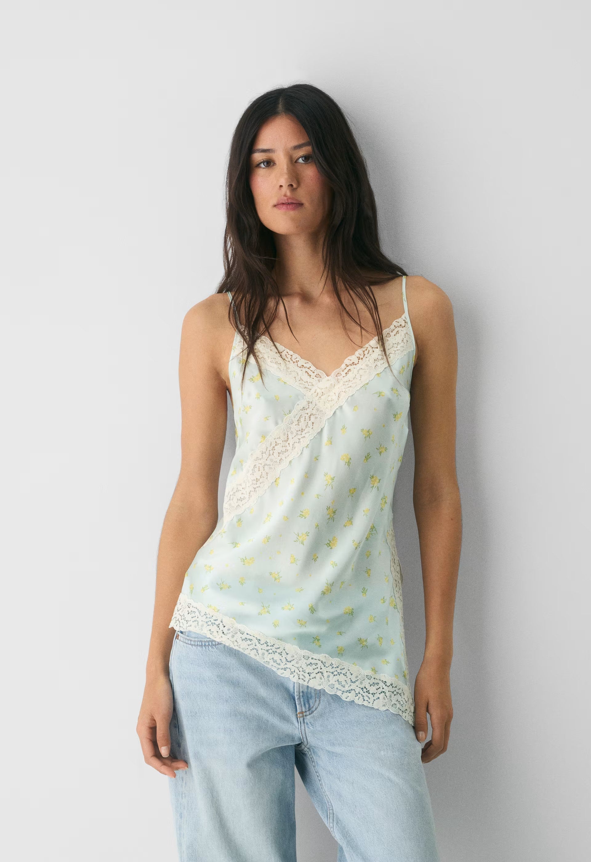 Hindley Silk Top - PALE AGV GR /PALE YLW