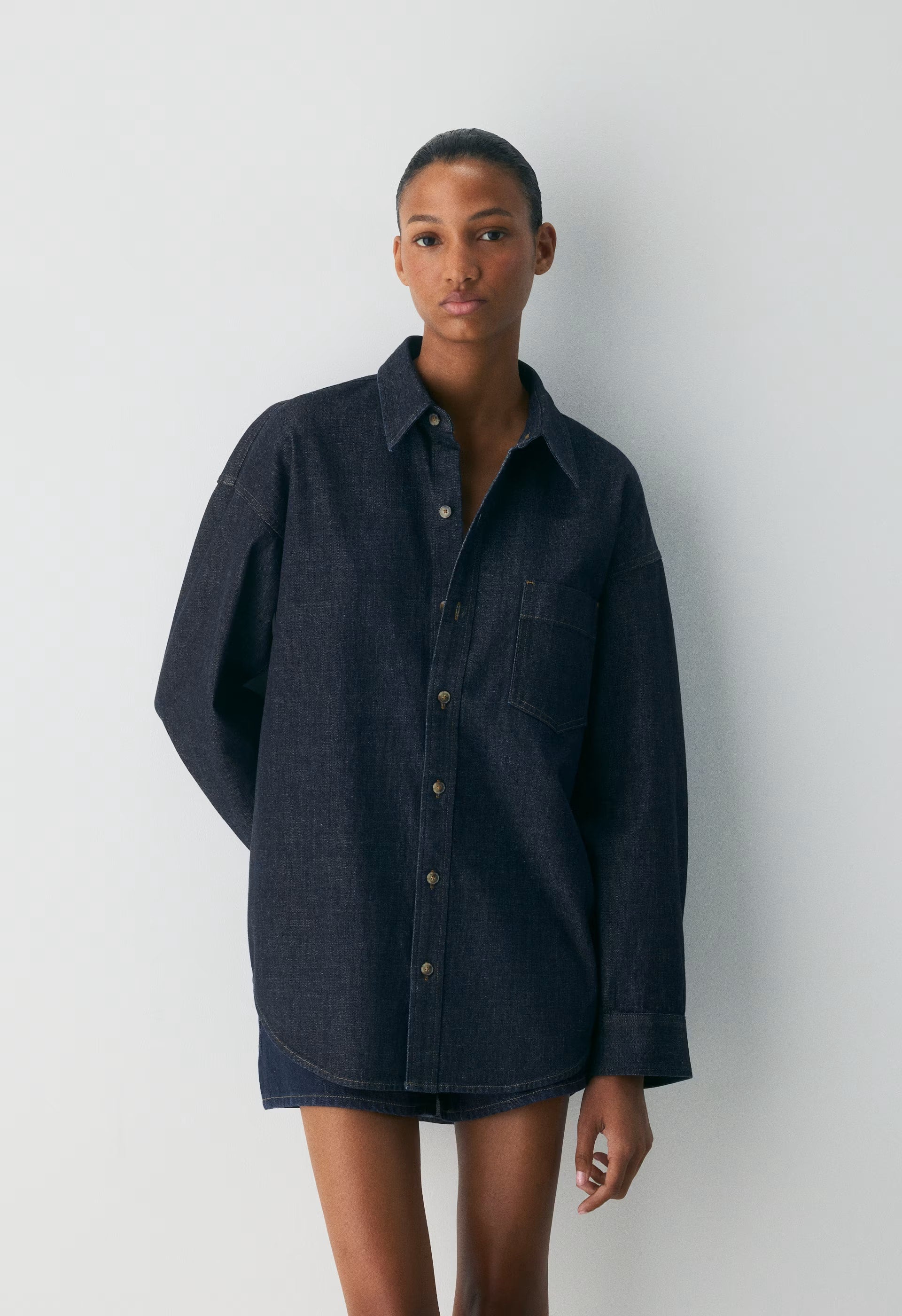 Denim Forum The '80s Comfy Denim Shirt - NO-STRESS DARK BLUE