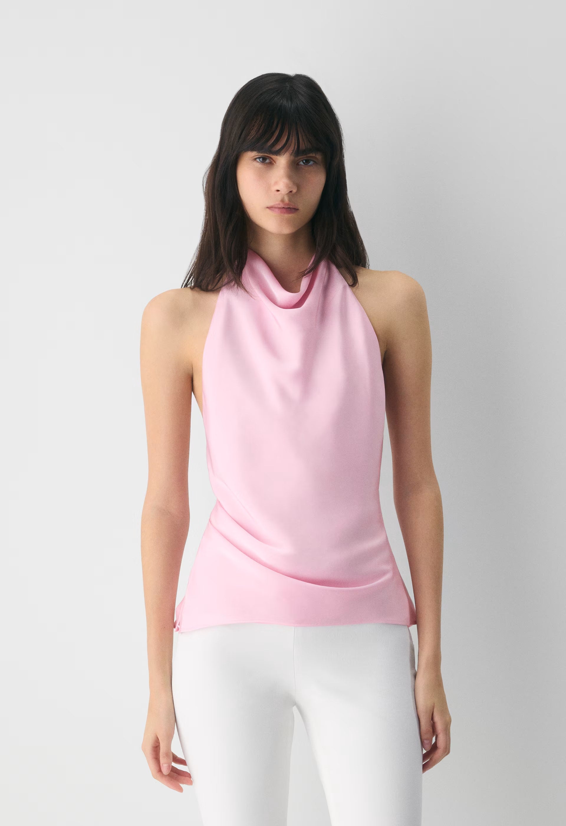 Audience Satin Halter Top - MILKSHAKE PINK