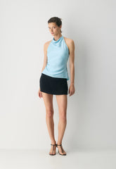 Audience Satin Halter Top - PANORAMA BLUE