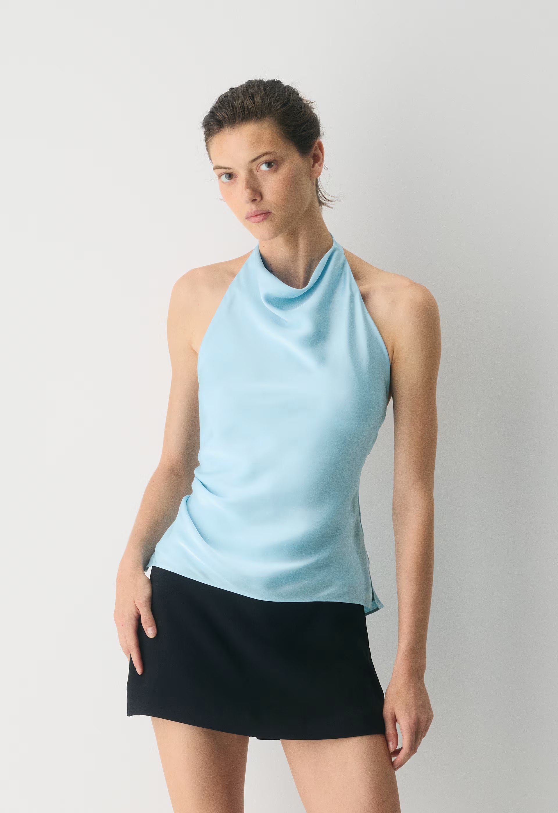 Audience Satin Halter Top - PANORAMA BLUE